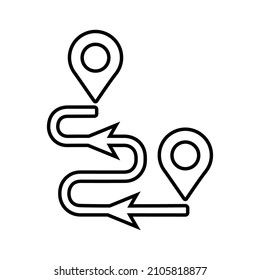 Route, map, direction outline icon. Line art vector.