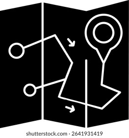 Route Map Glyph Vector Icon Design