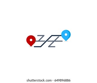 Route Map Icon Logo Design Element