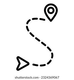 route map icon on transparent background