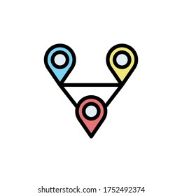 Ruta, icono de mapa. Color simple con elementos de vector de contorno de iconos de navegación para ui y ux, sitio web o aplicación móvil