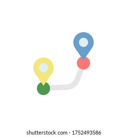 Ruta, icono de mapa. Elementos vectoriales de color simples de iconos de navegación para ui y ux, sitio web o aplicación móvil