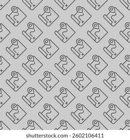 Route map and location pin line seamless pattern, marine navigation theme. Vector graphics. Map paper with geolocation sign with background, repeat line icon
