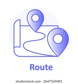 Route, Map Path, Location Pin, Travel Direction, Navigation Route, GPS Path, Road Navigation, Route Icon, Journey Map, Wayfinding Symbol Vector