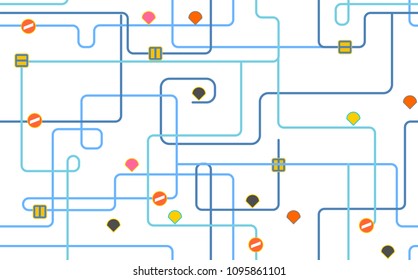Route map pattern. Road map city background. Vector illustration