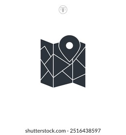 Route Map, pin on the map icon symbol vector illustration isolated on white background