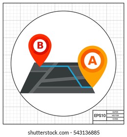 Route and Map Pointers Vector Icon