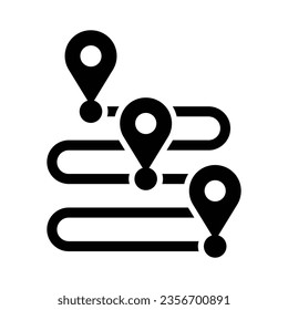 Route Map Vector Glyph Icon For Personal And Commercial Use.
