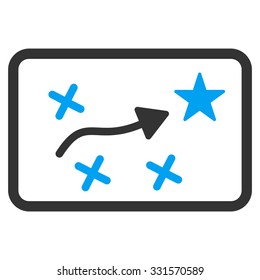 Route Map vector icon. Style is bicolor flat symbol, blue and gray colors, rounded angles, white background.