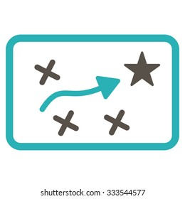 Route Map vector icon. Style is bicolor flat symbol, grey and cyan colors, rounded angles, white background.