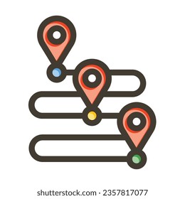 Route Map Vector Thick Line Filled Colors Icon For Personal And Commercial Use.
