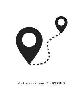 Route with marker. Vector icon