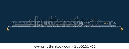 route. modern train. illustration. vector