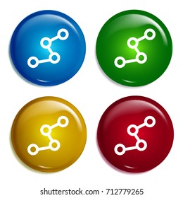 Route multi color gradient glossy badge icon set. Realistic shiny badge icon or logo mockup