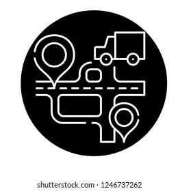 Route navigation black icon, vector sign on isolated background. Route navigation concept symbol, illustration 