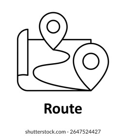 Ícone de Navegação de Rota, Caminho de Direção do Mapa, Rota de Viagem GPS, Guia de Localização, Pino de Rastreamento de Rota, Navegação de Viagem, Planejador de Rota, Ícone de Marcador de Mapa, Vetor de Mapa de Rota
