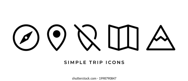 Route and navigation line icons set. Map, location. Modern graphic design concepts, simple outline elements collection. Vector line icons.