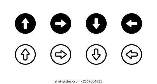 Route navigation set icons. Linear and silhouette style. Vector icons.