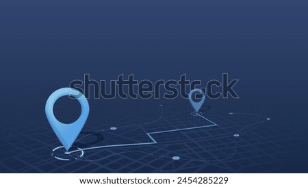 Route on the map to pin. City street map with various points of interest. GPS tracking system to navigate and find way around the city landmarks, directions to different locations. Vector illustration