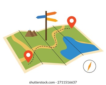 Rotear no mapa, mapa com localização do pino e direção da seta