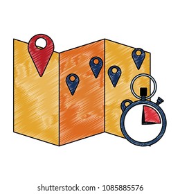 Route on map with timer scribble