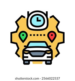 route optimization autonomous vehicle color icon vector. route optimization autonomous vehicle sign. isolated symbol illustration