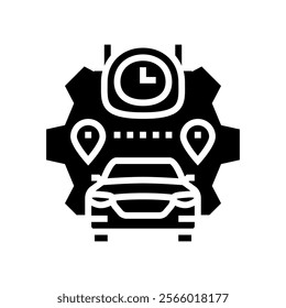 route optimization autonomous vehicle glyph icon vector. route optimization autonomous vehicle sign. isolated symbol illustration