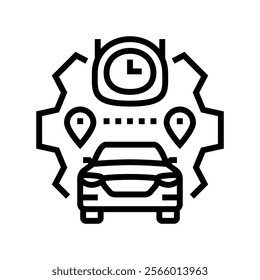 route optimization autonomous vehicle line icon vector. route optimization autonomous vehicle sign. isolated contour symbol black illustration