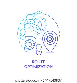 Icono de concepto de degradado azul de optimización de ruta. Los costes operativos se reducen. Gestión del consumo de combustible. Ilustración de línea de forma redonda. Abstractas idea. Diseño gráfico. Fácil de usar en infografía