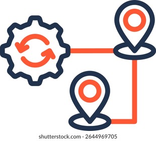 Route Optimization Icon Color Line Vector Illustration