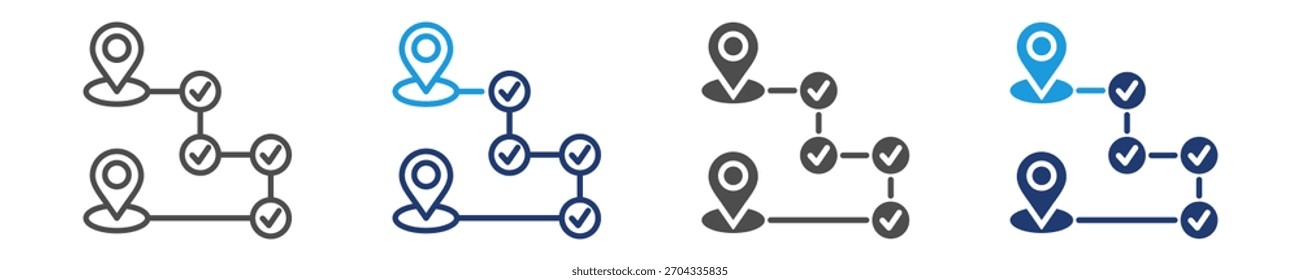 ícone de otimização de rota definir vários estilos