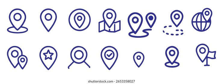 Route Optimization line icon, Route icon between two points with dotted path and location pin. Route location icon