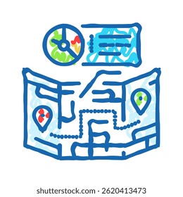 otimização de rota ícone de doodle do gerenciador de logística vetor de esboço. otimização de rota sinal do gerenciador de logística. ilustração de símbolo isolado