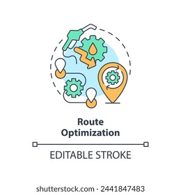 Route optimization multi color concept icon. Operational costs reduce. Fuel consumption management. Round shape line illustration. Abstract idea. Graphic design. Easy to use in infographic