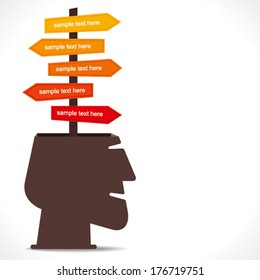 route or other information direction arrow in human head concept vector