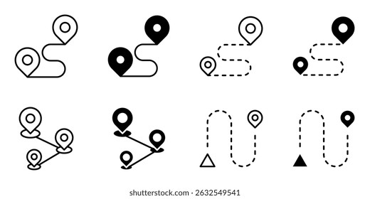 route path, location icon set