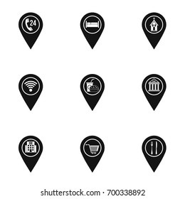 Route pins icon set. Simple set of 9 route pins vector icons for web isolated on white background