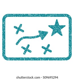 Route Plan grainy textured icon for overlay watermark stamps. Flat symbol with dust texture. Dotted vector soft blue ink rubber seal stamp with grunge design on a white background.