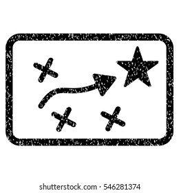 Route Plan grainy textured icon for overlay watermark stamps. Flat symbol with dirty texture. Dotted vector black ink rubber seal stamp with grunge design on a white background.