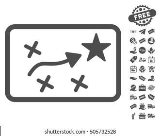 Route Plan icon with free bonus graphic icons. Vector illustration style is flat iconic symbols, gray color, white background.