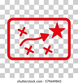 Route Plan icon. Vector illustration style is flat iconic symbol, red color, transparent background. Designed for web and software interfaces.