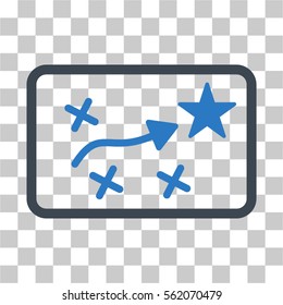 Route Plan vector icon. Illustration style is flat iconic bicolor smooth blue symbol on a transparent background.