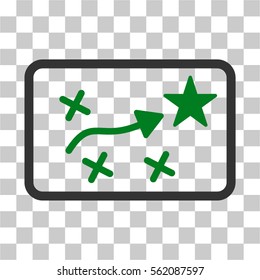 Route Plan vector pictogram. Illustration style is flat iconic bicolor green and gray symbol on a transparent background.