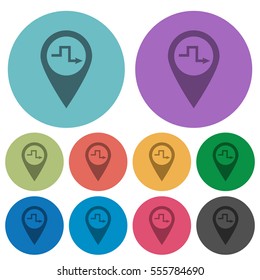 Route planning darker flat icons on color round background