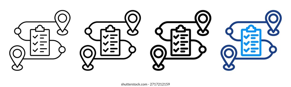 Conjunto de Colecciones de contorno diferente para el icono de planificación de rutas