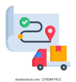 Route Planning Icon Flat Style Vector Illustration