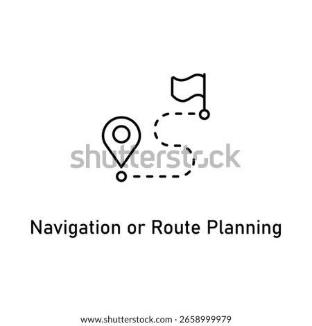 Route Planning Icon – Map, Location, Pin, Destination, Flag, Travel, Direction, Path, GPS, Track