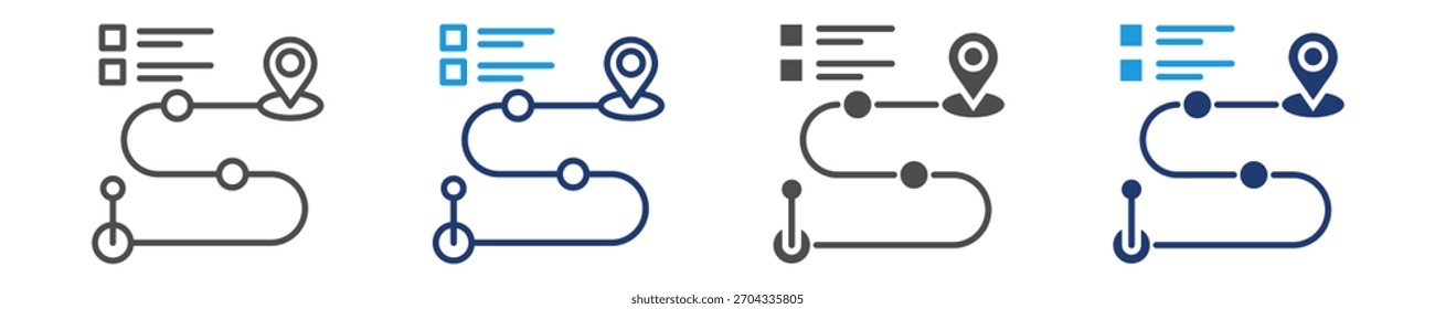 Conjunto de iconos de planificación de rutas Estilo múltiple