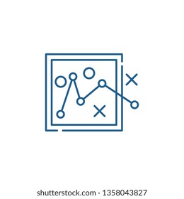 Route planning line icon concept. Route planning flat  vector symbol, sign, outline illustration.
