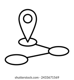 Route planning location icon. The path from a point to the intended goal, many destinations. Vector illustration